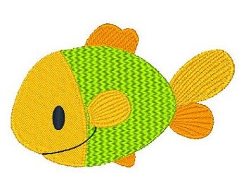 Cute Fish Machine Embroidery Design, Fill Stitch Fish, Baby Fish, Sea Life Machine Embroidery Design, 4x4, Instant Download No: JG00004-3