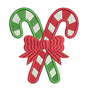 Candy Cane Machine Embroidery Design, Xmas Decoration, Candy Canes with Bow, Christmas Candy Cane, 2 Sizes, Instant Download, No: SA502-19