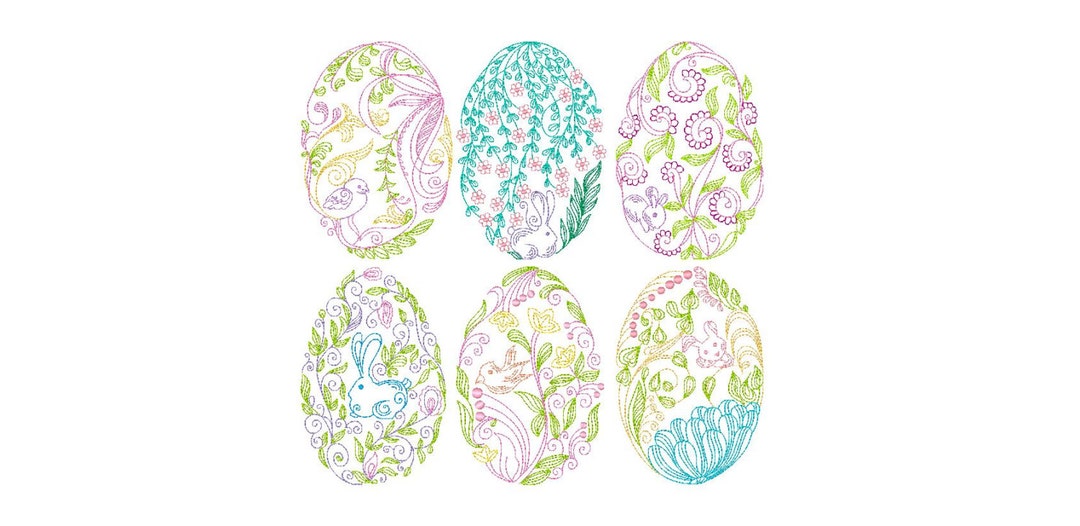 Egghead Designs Easter Egg Embroidery Designs, Easter Embroidery, Line Work, Floral ...