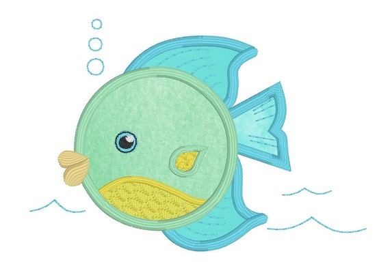 Cute fish applique machine embroidery design girls  etsy
