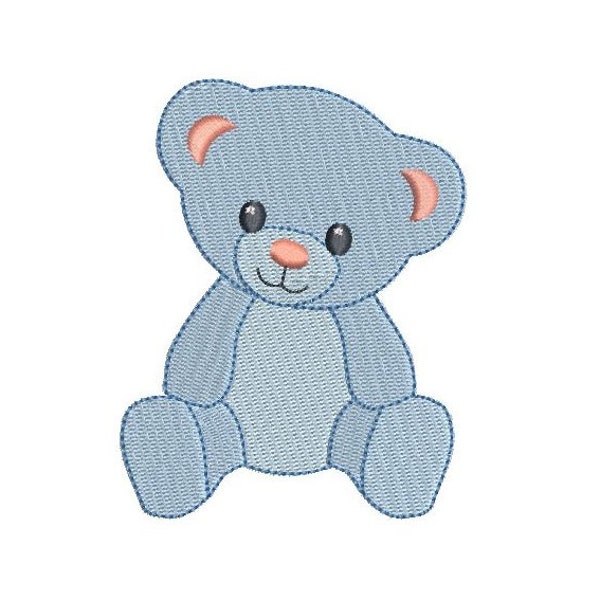 Mini Teddy Bear Machine Embroidery Design, Fill Stitch, Mini Fill Stitch Teddy Bear Design, 2"x2", 3"x3", 4"x4",  Instant Download, S522-10