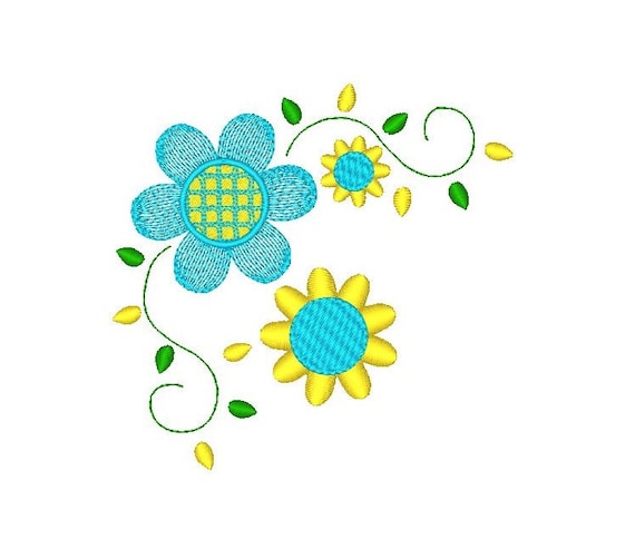 Floral Machine Embroidery Design, Fill Stitch Flower