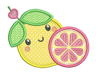 Lemon Machine Embroidery Applique Design, Pink Lemonade, Lemon Embroidery, Lemon Applique Embroidery, 3 sizes, Instant Download, No: SA562-7