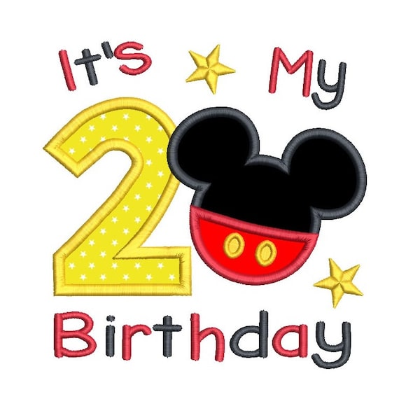 2nd Birthday Applique Embroidery Design, Mouse Ears, Boys Birthday, Second Birthday, Machine Embroidery, 3 Sizes, Instant Download, SA579-11