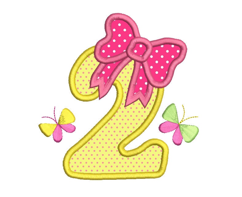 2nd Birthday Number Applique Embroidery Design Number 2 Etsy