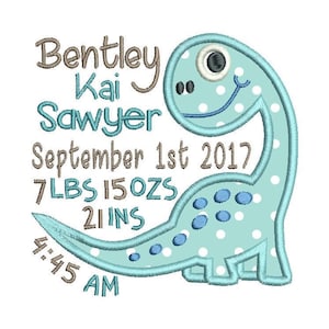 Personalised Baby Birth Announcement Embroidery Design, Subway Art, Customised Baby Boy Birth Stats Announcement, 3 Sizes, AM/PM, No:S509-61