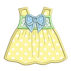 Cute Baby Dress Applique Machine Embroidery Design, Sun Dress Applique, Girl's Dress Embroidery, 3 taglie, Instant Download, No: SA568-4