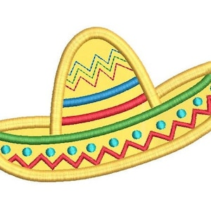 Sombrero Applique Machine Embroidery Design, Mexican Sombrero, Mexican Hat Design, Fiesta Sombrero, 4 Sizes, INSTANT DOWNLOAD, SA540-3