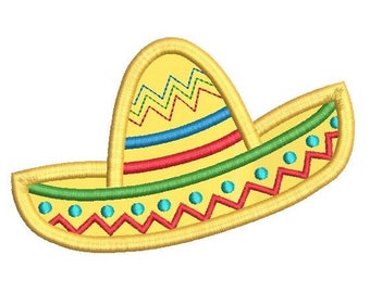 Sombrero Applique Machine Embroidery Design, Mexican Sombrero, Mexican Hat Design, Fiesta Sombrero, 4 Sizes, INSTANT DOWNLOAD, SA540-3