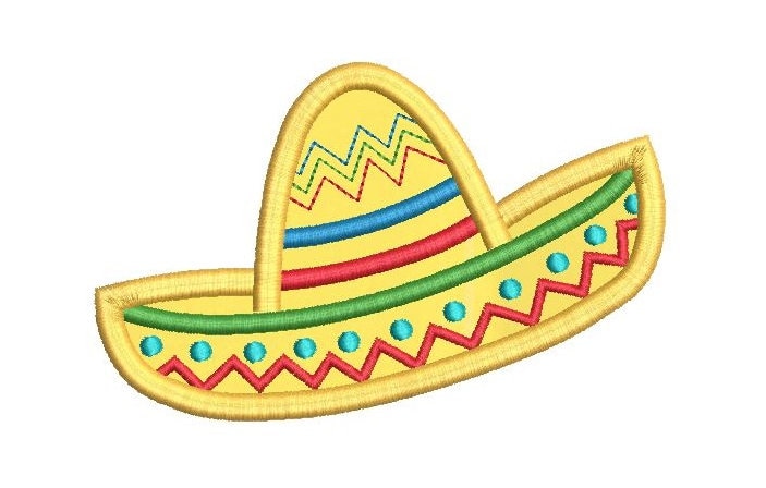 Presunción Colectivo juego Sombrero Applique Machine Embroidery Design Mexican Sombrero - Etsy