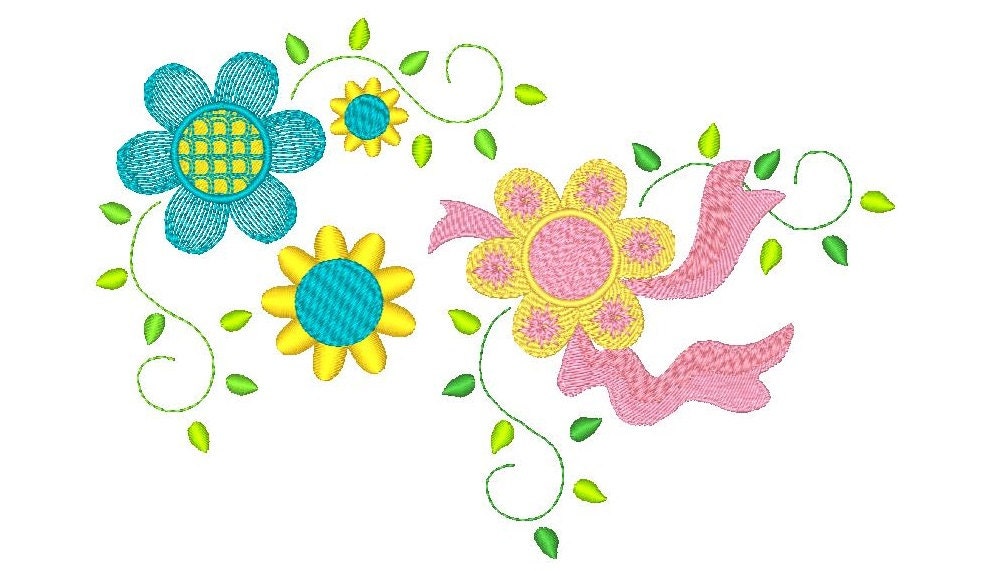 Floral Applique Machine Embroidery Design  Rosieday Embroidery –  RosiedayEmbroidery