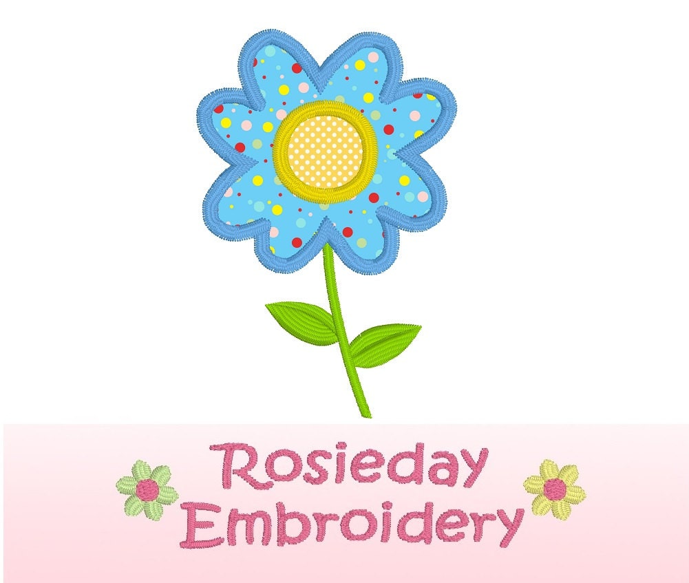 Floral Applique Machine Embroidery Design, Mother's Day, Single