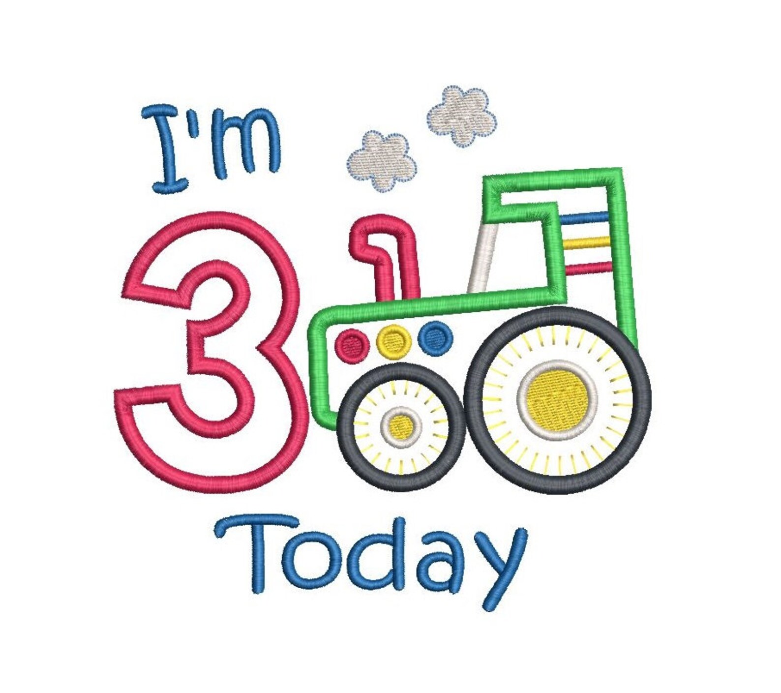 3rd birthday jessecmault applique design tractor applique  etsy