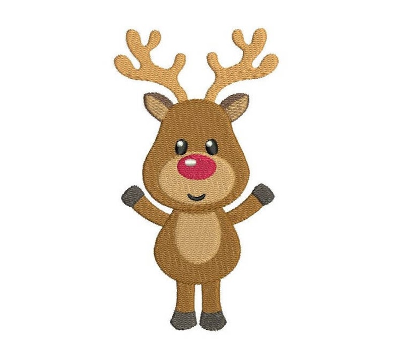 Christmas Reindeer Machine Embroidery Design Fill Stitch Etsy