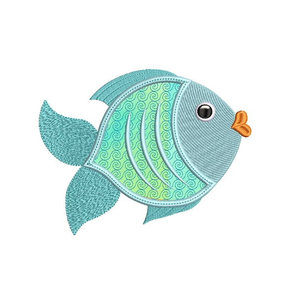 Fish Applique Embroidery Design, cute, Cute Fish, Tropical Fish, Bubbles, Sea Life, Marine, Machine Embroidery, Instant Download, S606-1