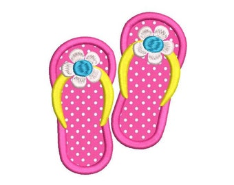 Flip Flops Embroidery Applique Design, Cute Flip Flops, Thongs, Shoe Applique, Machine Embroidery, 4 Sizes, INSTANT DOWNLOAD, SA539-26