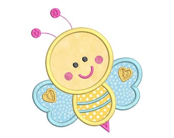 Mariposa bordado Applique diseño, bebé mariposa, mariposa aplique, insecto, muñeca bordado, 4 tamaños, descarga instantánea, SA500-4