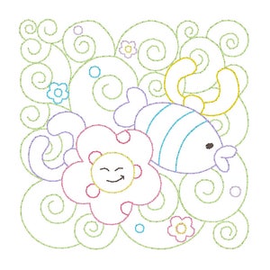 Baby Quilt Block Machine Embroidery Design, Multi-Color Linework Embroidery Design, Baby Toys, 3 Sizes, Instant Download, No: JGS00013-8