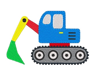 Diseño de bordado a máquina de excavadora, puntada de relleno, bordado para niño, diseño de vehículo de construcción, 4x4, descarga instantánea, n.° JG00037-4