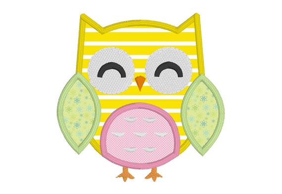 Hibou Applique Pas De Motif De Broderie Machine Qui Dort Etsy