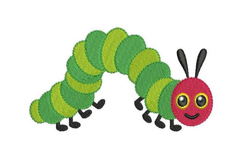 Caterpillar machine embroidery design fill stitch cute  etsy