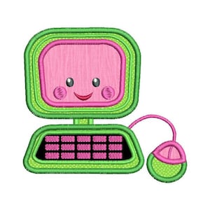 Computer Machine Embroidery Applique Design, Girl's Computer Embroidery Design, Toy Computer, 4x4, 5x7, 6x10, Instant Download, No: SA539-17