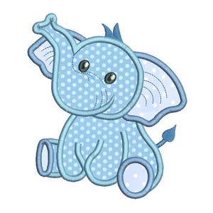 Baby Boy Elephant Applique Machine Embroidery Design, Cute Elephant Machine Embroidery Design, 4x4, 5x7, 6x10, Instant Download, No SA545-11
