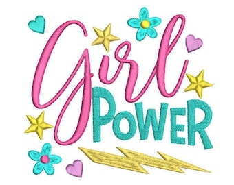 Girl Power Machine Embroidery Design, Fill Stitch Girl Power, Girl's Embroidery, Design for Girls, 3 Sizes, Instant Download, No: S539-8