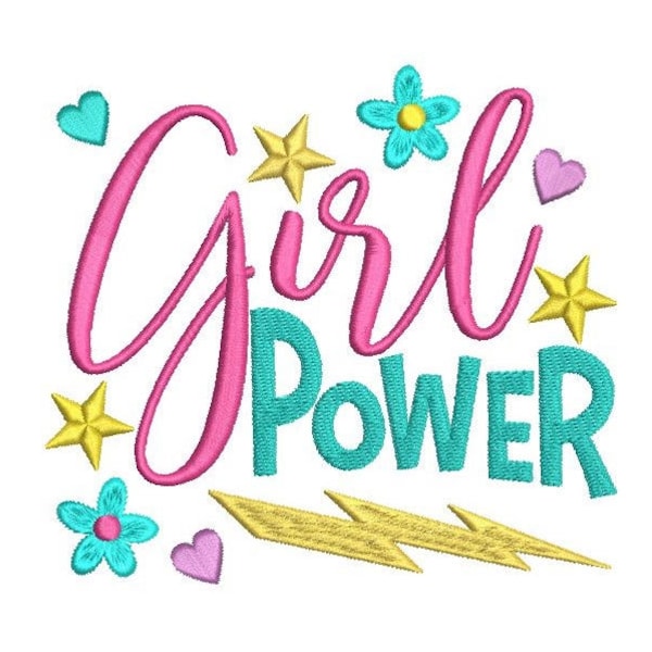 Girl Power Machine Embroidery Design, Fill Stitch Girl Power, Girl's Embroidery, Design for Girls, 3 Sizes, Instant Download, No: S539-8
