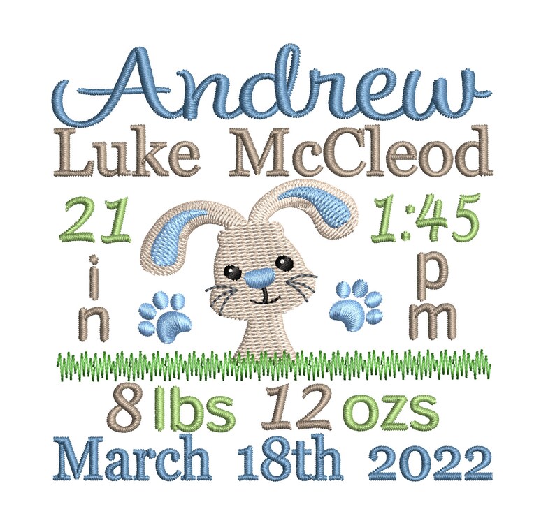 Birth Announcement Template Embroidery Design Subway Art Etsy