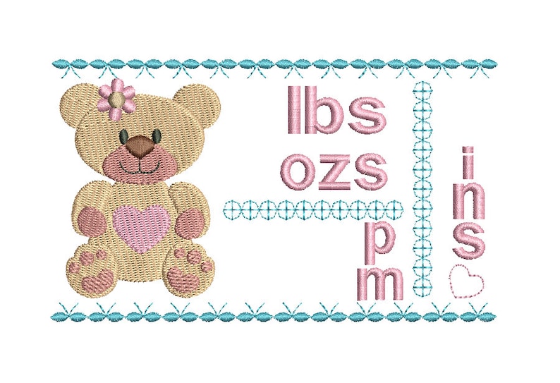 Birth Announcement Template Embroidery Subway Art Baby Girl Etsy