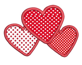 Valentine's Day Heart Machine Embroidery Applique Design, Heart Embroidery, Girl's Embroidery Design, 3 Sizes, Instant Download, No: SA546-6