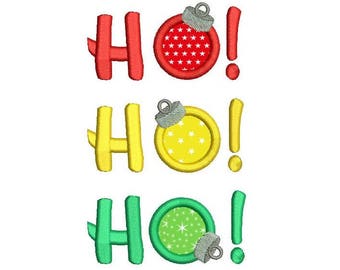 Christmas Machine Embroidery Applique Design, Christmas Embroidery, Xmas Embroidery, Ho Ho Ho Design, 3 sizes, Instant Download, SA502-25