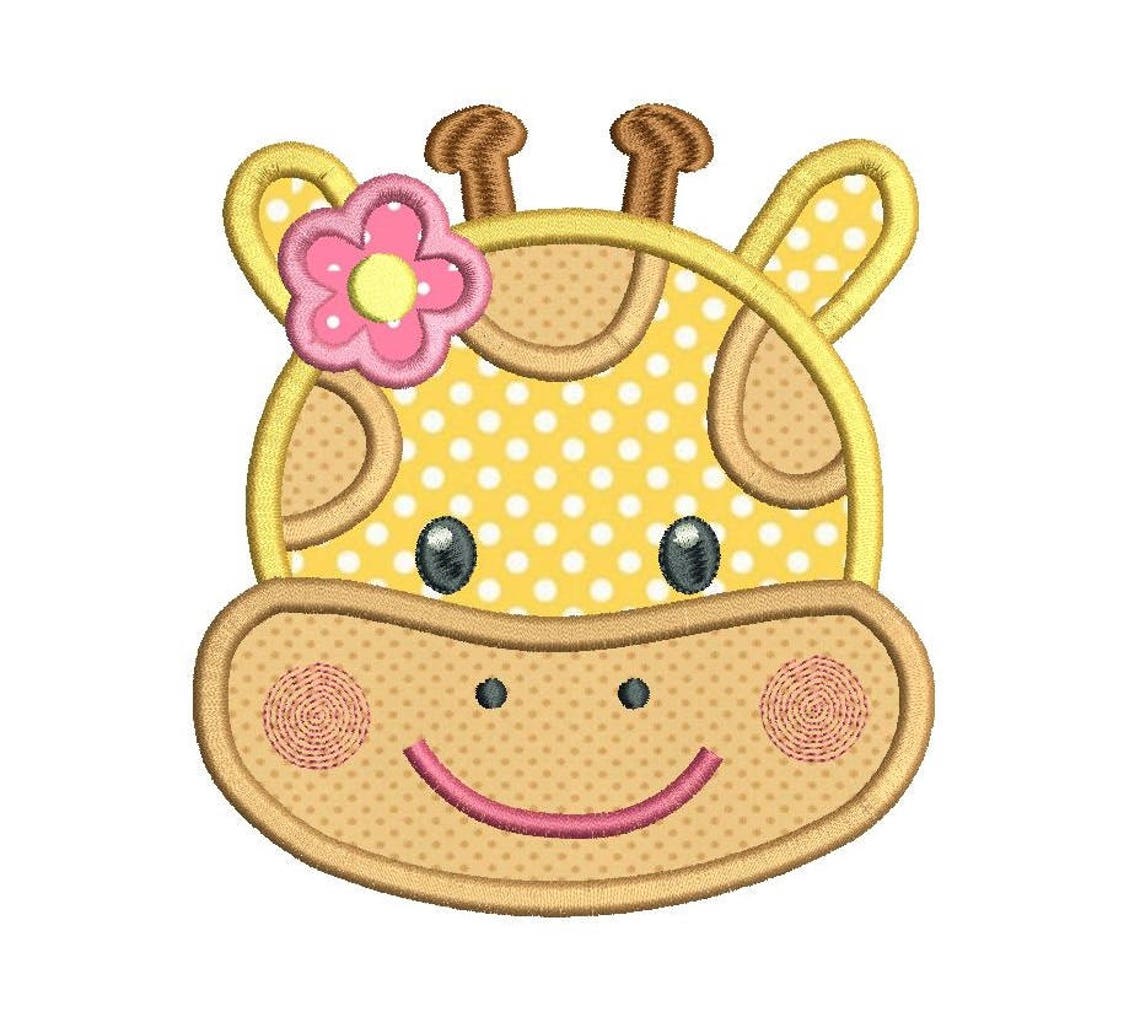 Baby Girl Giraffe Applique Machine Embroidery Design Cute Etsy