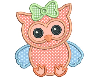 Bebé búho Applique máquina bordado diseño, lindo búho bordado diseño, pájaro dulce applique diseño, 3 tamaños, descarga instantánea, no: SA544-9