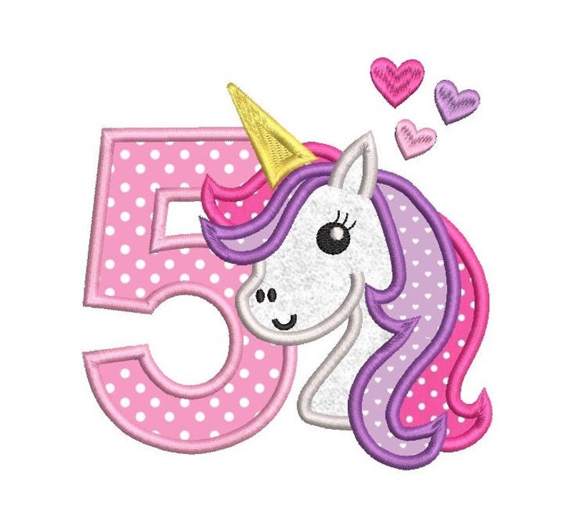 5 geburtstag maschine stickerei applikation design etsy