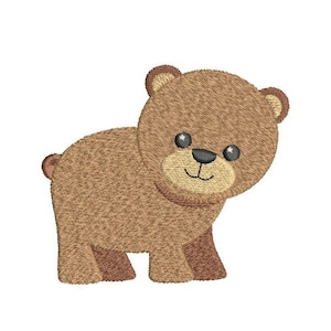 Mini Bear Embroidery Design, Fill Stitch, Grizzly Bear Cub, Mini Fill Stitch Bear, Machine Embroidery, 3 Sizes, Instant Download, S522-15