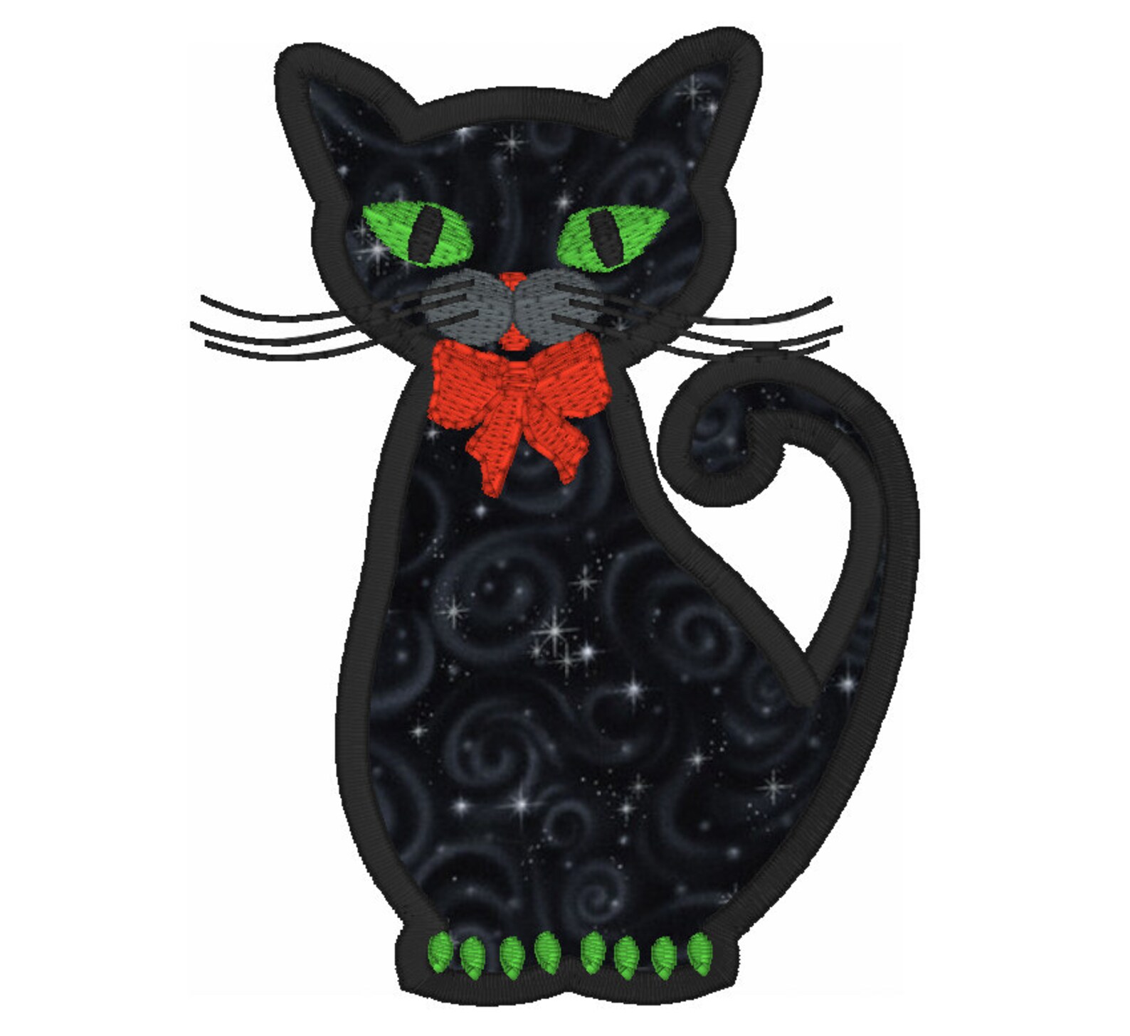 Cat Applique Machine Embroidery Design Halloween Black Cat Etsy