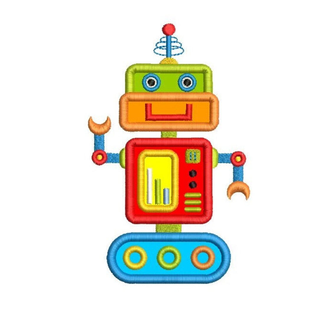 Robot Machine Embroidery Applique Designs for Children Set of Etsy