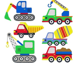 Construction Machine Embroidery Designs, Set of 12 Designs, Vehicles, Road Signs, Trucks, Traffic Signs, 4x4, Instant Download, No: JG00037