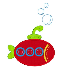 Submarine Applique Machine Embroidery Design, Marine Applique Design, Nautical Transport Machine Embroidery, Instant Download, No: JG00077-1