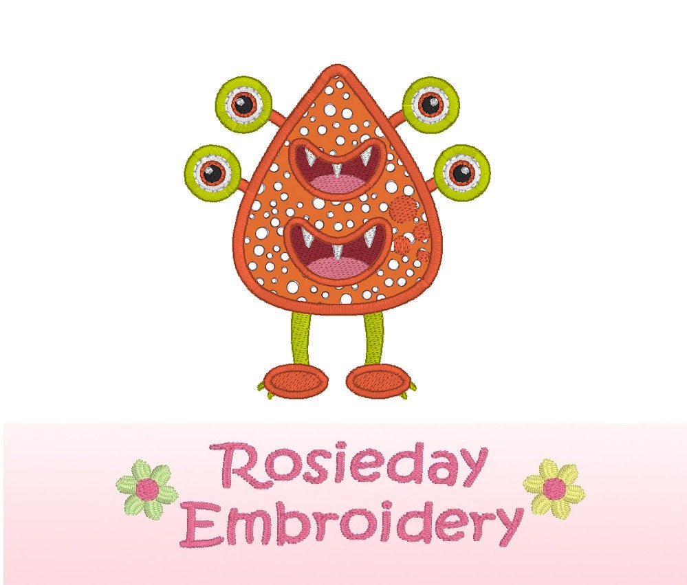 Monster Applique Embroidery Design, Boy's Embroidery, Scary