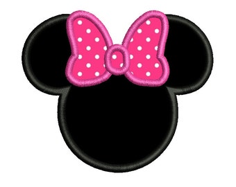 Mouse Ears Machine Embroidery Applique Design, Mouse Head with Bow Machine Embroidery Design, 3 Sizes, Instant Download, No: SA535-1