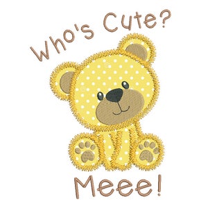 Cute Teddy Applique Machine Embroidery Design, Sweet Teddy Bear Applique Embroidery Design, 4x4, 5x7, 6x10, Instant Download, no: SA531-8