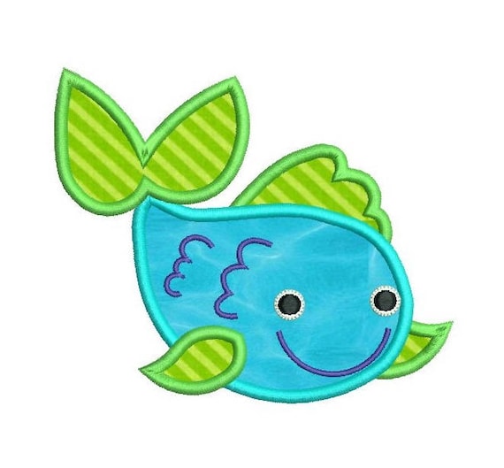 Cute Fish Machine Embroidery Applique Design, Sea Life Applique, Fish Design, Sealife Embroidery, 3 Sizes, Instant Download, No: SA552-11a