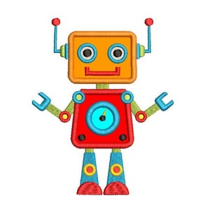 Robot Machine Embroidery Applique Design, Boy's Applique Robot, Cute Robot Design, Machine Embroidery, 3 Sizes, Instant Download, SA577-2