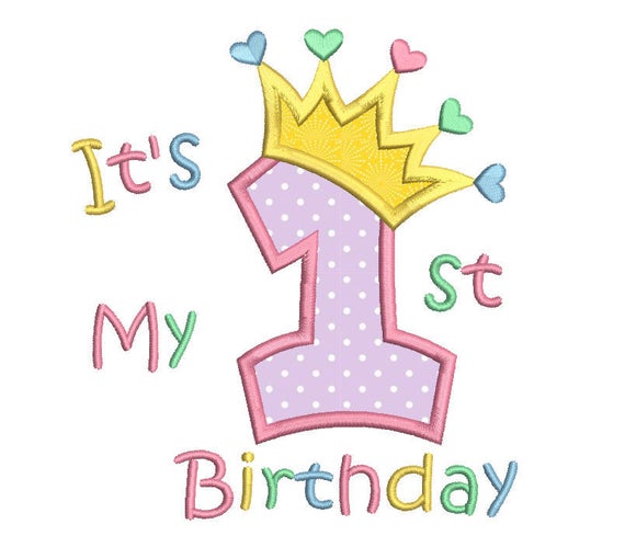 1st birthday applique machine embroidery design princess  etsy 1st birthday applique machine embroidery design princess  etsy