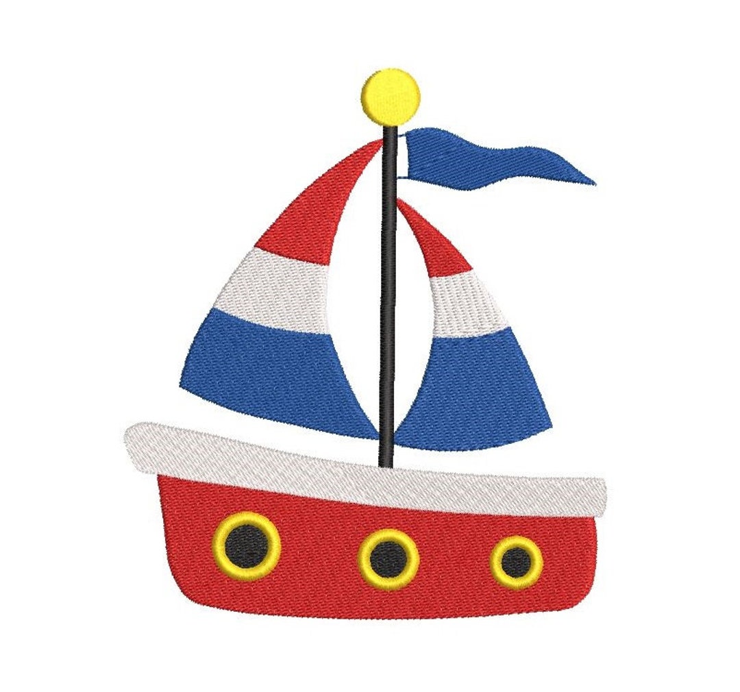 Sail Boat Embroidery Design, Sailing Boat, Fill Stitch, Yacht, Nautical Design, Machine