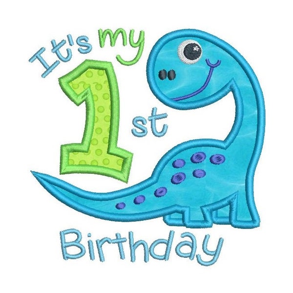 1. Geburtstag Maschine Stickerei Applikation Design, Dinosaurier, jungen 1. Geburtstag, Baby erster Geburtstag, 3 Größen, sofortiger Download, nicht: SA510-60