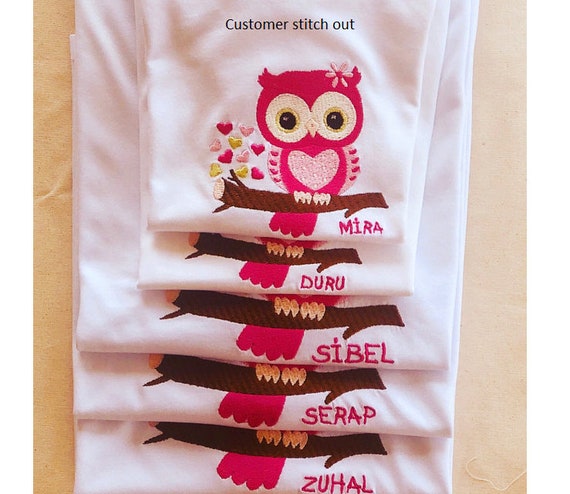 Owl Embroidery Design, Valentine's Day Owl, Hearts, Fill